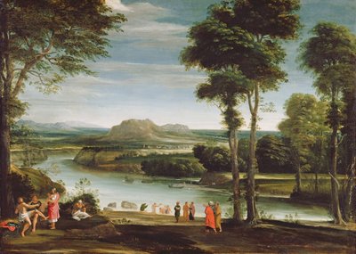 Landscape with St. John Baptising by Domenichino